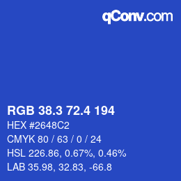カラーコード: RGB 38.3 72.4 194 | qconv.com