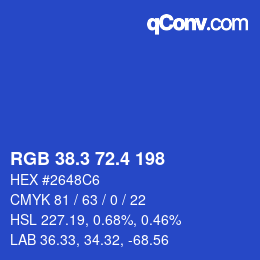 カラーコード: RGB 38.3 72.4 198 | qconv.com