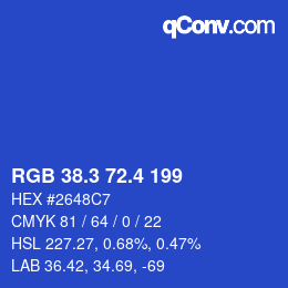 カラーコード: RGB 38.3 72.4 199 | qconv.com