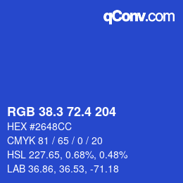 カラーコード: RGB 38.3 72.4 204 | qconv.com