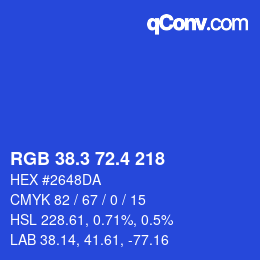 カラーコード: RGB 38.3 72.4 218 | qconv.com