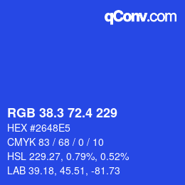 カラーコード: RGB 38.3 72.4 229 | qconv.com