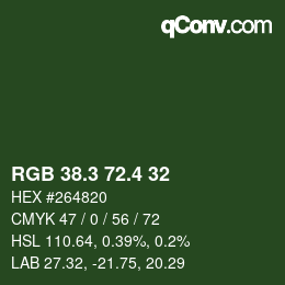 カラーコード: RGB 38.3 72.4 32 | qconv.com