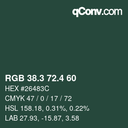 カラーコード: RGB 38.3 72.4 60 | qconv.com