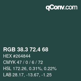 カラーコード: RGB 38.3 72.4 68 | qconv.com