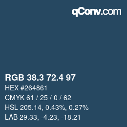カラーコード: RGB 38.3 72.4 97 | qconv.com