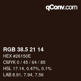 カラーコード: RGB 38.5 21 14 | qconv.com