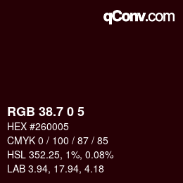 カラーコード: RGB 38.7 0 5 | qconv.com