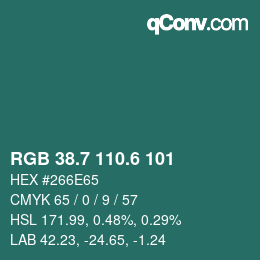 カラーコード: RGB 38.7 110.6 101 | qconv.com