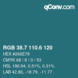 カラーコード: RGB 38.7 110.6 120 | qconv.com
