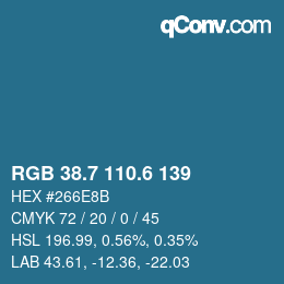 カラーコード: RGB 38.7 110.6 139 | qconv.com