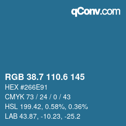 カラーコード: RGB 38.7 110.6 145 | qconv.com