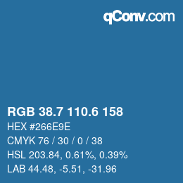 カラーコード: RGB 38.7 110.6 158 | qconv.com