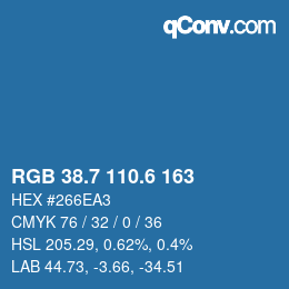 カラーコード: RGB 38.7 110.6 163 | qconv.com