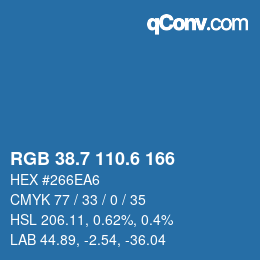 カラーコード: RGB 38.7 110.6 166 | qconv.com
