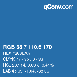 カラーコード: RGB 38.7 110.6 170 | qconv.com