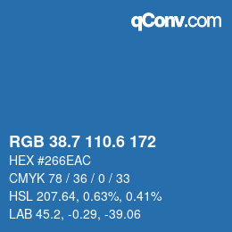 カラーコード: RGB 38.7 110.6 172 | qconv.com