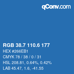 カラーコード: RGB 38.7 110.6 177 | qconv.com