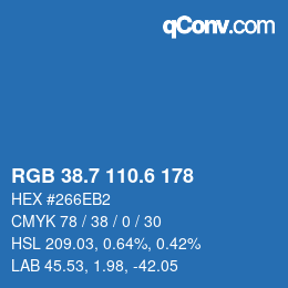 カラーコード: RGB 38.7 110.6 178 | qconv.com