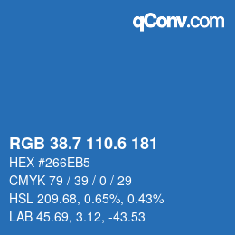 カラーコード: RGB 38.7 110.6 181 | qconv.com