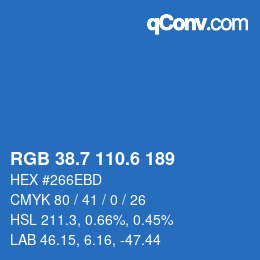 カラーコード: RGB 38.7 110.6 189 | qconv.com