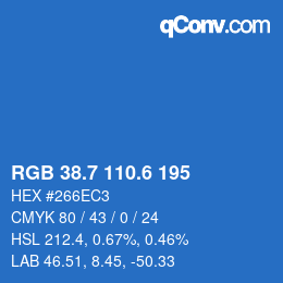 カラーコード: RGB 38.7 110.6 195 | qconv.com
