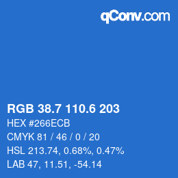 カラーコード: RGB 38.7 110.6 203 | qconv.com