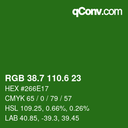 カラーコード: RGB 38.7 110.6 23 | qconv.com
