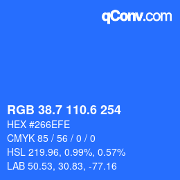 カラーコード: RGB 38.7 110.6 254 | qconv.com