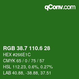 カラーコード: RGB 38.7 110.6 28 | qconv.com