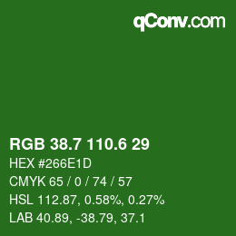 カラーコード: RGB 38.7 110.6 29 | qconv.com