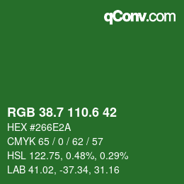 カラーコード: RGB 38.7 110.6 42 | qconv.com