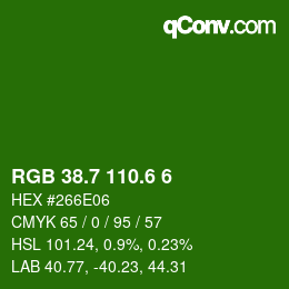 カラーコード: RGB 38.7 110.6 6 | qconv.com