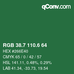 カラーコード: RGB 38.7 110.6 64 | qconv.com