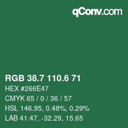 カラーコード: RGB 38.7 110.6 71 | qconv.com