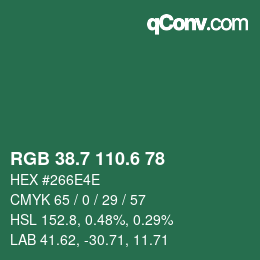 カラーコード: RGB 38.7 110.6 78 | qconv.com