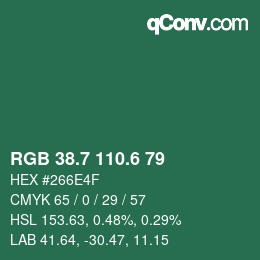 カラーコード: RGB 38.7 110.6 79 | qconv.com