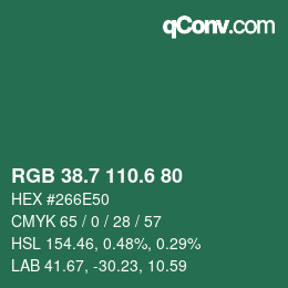 カラーコード: RGB 38.7 110.6 80 | qconv.com