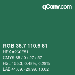 カラーコード: RGB 38.7 110.6 81 | qconv.com
