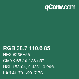カラーコード: RGB 38.7 110.6 85 | qconv.com