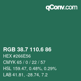 カラーコード: RGB 38.7 110.6 86 | qconv.com