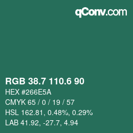 カラーコード: RGB 38.7 110.6 90 | qconv.com