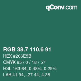 カラーコード: RGB 38.7 110.6 91 | qconv.com