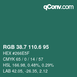 カラーコード: RGB 38.7 110.6 95 | qconv.com