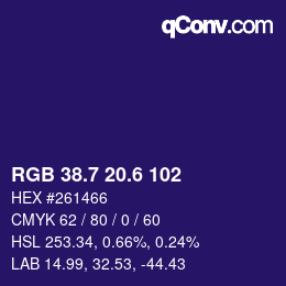 カラーコード: RGB 38.7 20.6 102 | qconv.com
