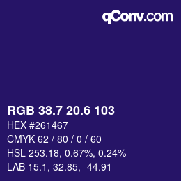 カラーコード: RGB 38.7 20.6 103 | qconv.com