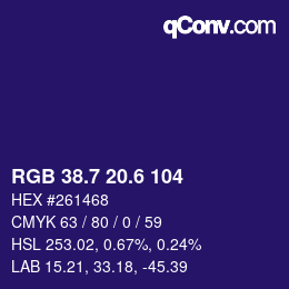カラーコード: RGB 38.7 20.6 104 | qconv.com