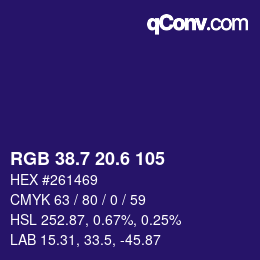 カラーコード: RGB 38.7 20.6 105 | qconv.com