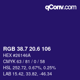 カラーコード: RGB 38.7 20.6 106 | qconv.com