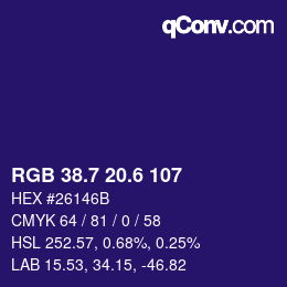 カラーコード: RGB 38.7 20.6 107 | qconv.com